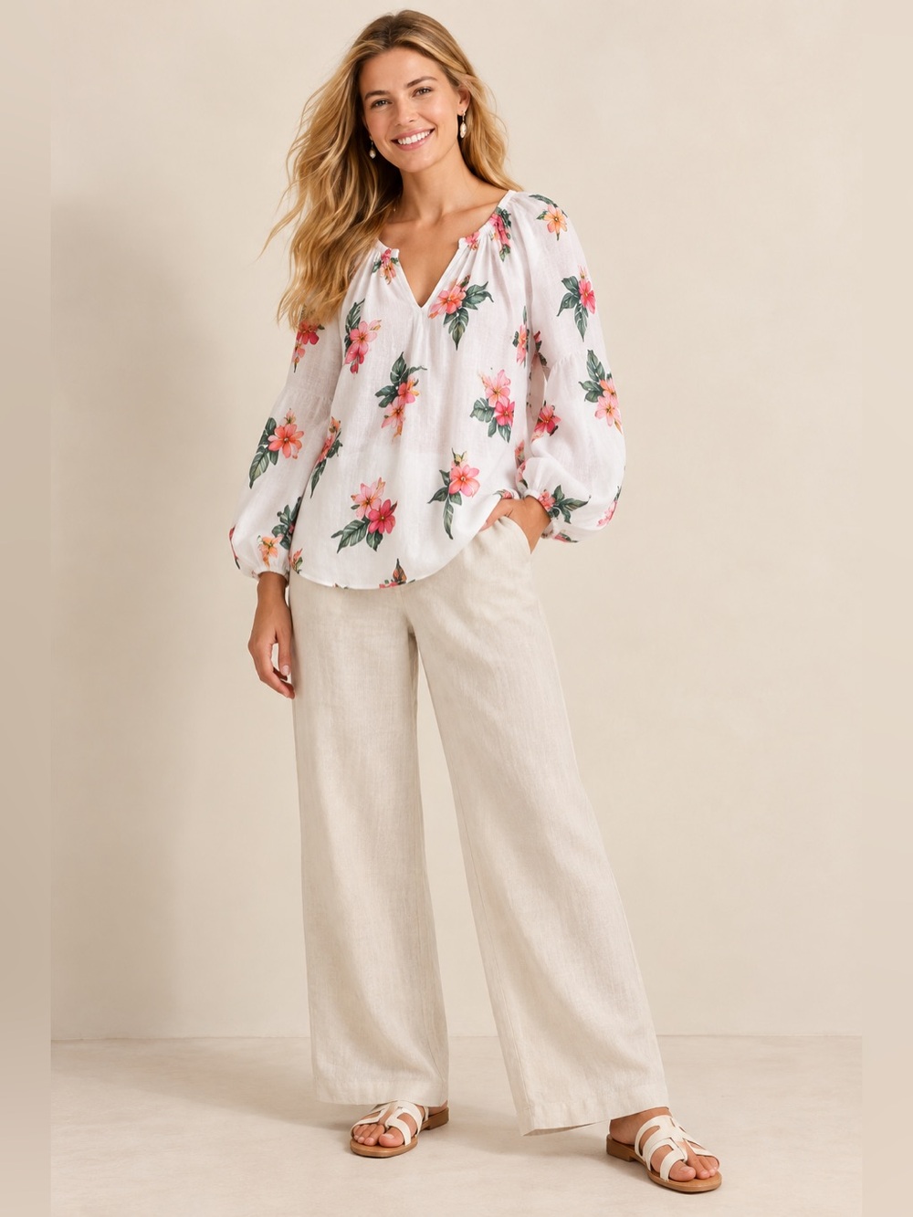 Tommy Bahama Coastalina Linen Florentina Flourish Linen Top XL Tall Floral NWT